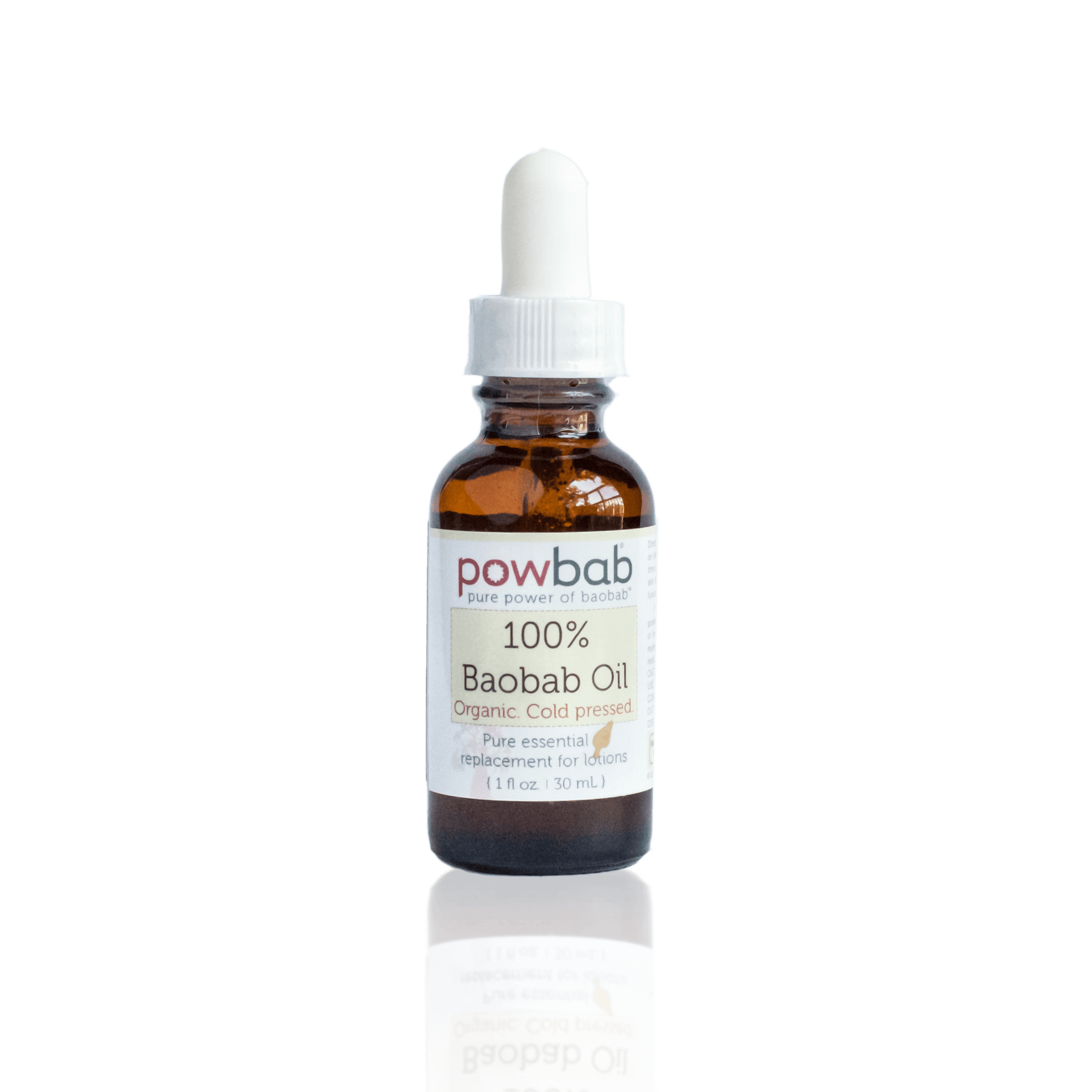 powbab 100% baobab oil for skincare - 1 oz. bottle, organic and fair trade