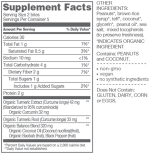 supplement facts for powbab peanut turmeric supplement bites
