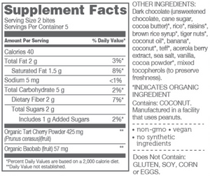 supplement facts for powbab tart cherry supplement bites